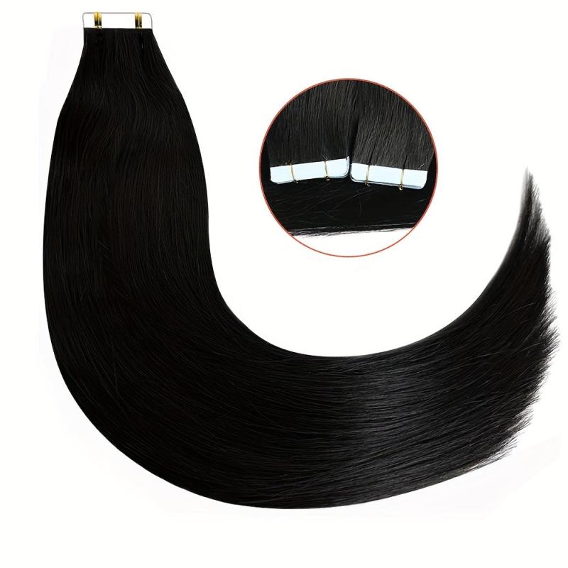 20pcs 1 Pack Straight Human Hair Tape In Extensions 40 66 04cm Natural 1B