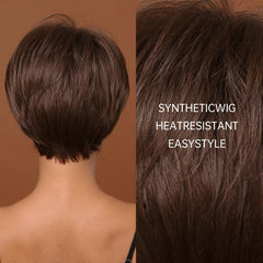 Allbell Short Bob Synthetic Wig Natural Brown