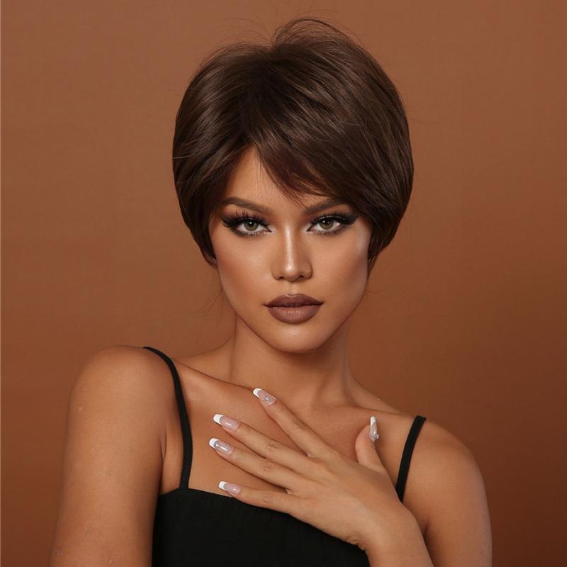 Allbell Short Bob Synthetic Wig Natural Brown