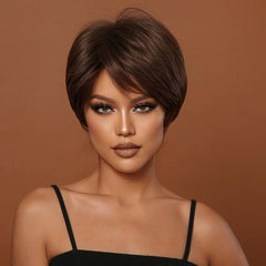 Allbell Short Bob Synthetic Wig Natural Brown