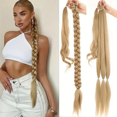 Long Braided Ponytail with Elastic Hair Rope Synthetic Hair Extensions