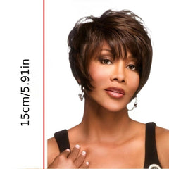 15 24 Cm Short Curly Hair Wig Puffy Short Fringe Deep Brown Lady Wig
