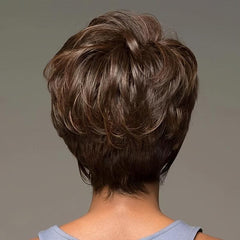 15 24 Cm Short Curly Hair Wig Puffy Short Fringe Deep Brown Lady Wig