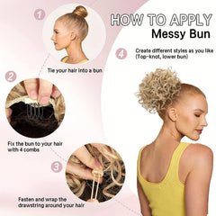 Short Curly Ponytail Extension Elastic Drawstring Loose Wave Curly Hair Buns