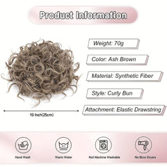 Short Curly Ponytail Extension Elastic Drawstring Loose Wave Curly Hair Buns