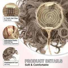 Short Curly Ponytail Extension Elastic Drawstring Loose Wave Curly Hair Buns