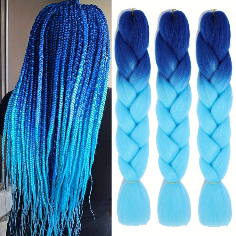 Ombre Braiding Hair 3 Pack 60 96 Cm Synthetic Crochet Braids BlueSky Wig