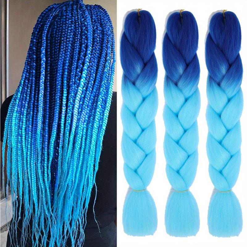 Ombre Braiding Hair 3 Pack 60 96 Cm Synthetic Crochet Braids BlueSky Wig