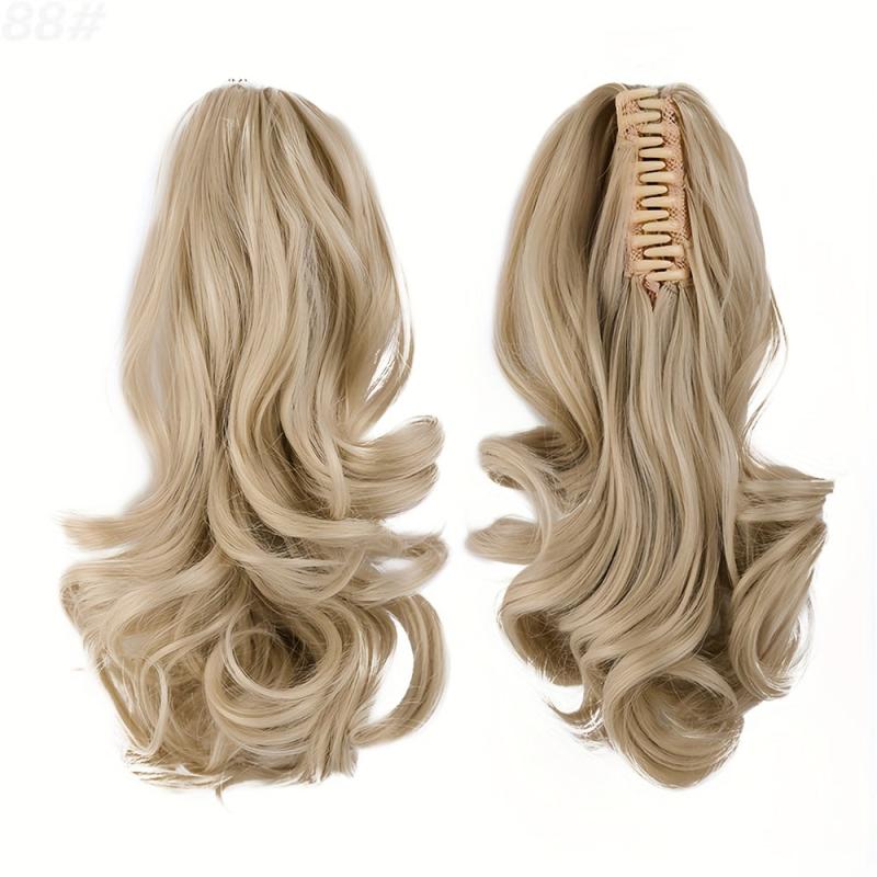 Long Curly Ponytail Claw Clip Hair Extension Brown