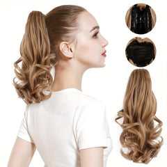 Long Curly Ponytail Claw Clip Hair Extension Brown