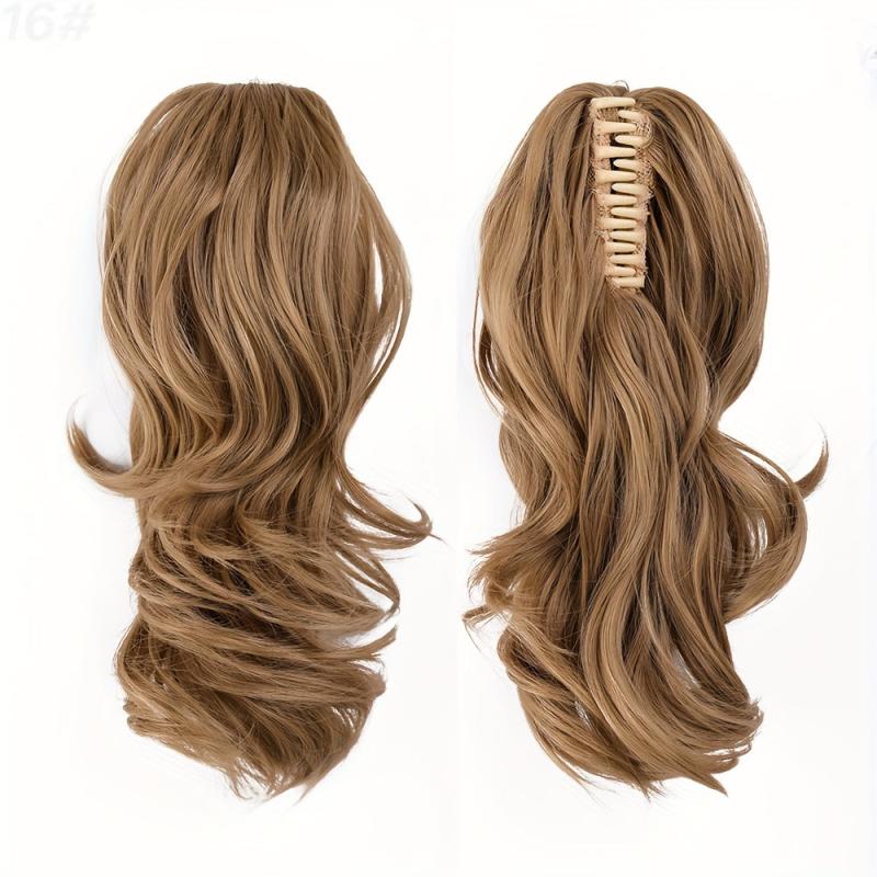 Long Curly Ponytail Claw Clip Hair Extension Brown