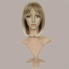Women Short Light Blonde Wig Machine Wig