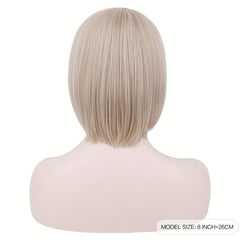 Women Short Light Blonde Wig Machine Wig
