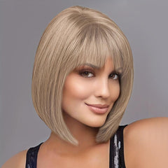 Women Short Light Blonde Wig Machine Wig