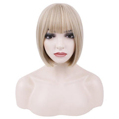 Women Short Light Blonde Wig Machine Wig