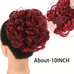 Fluffy Wavy Clip in Bun Hairpiece with Combs and Scrunchie