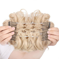 Fluffy Wavy Clip in Bun Hairpiece with Combs and Scrunchie