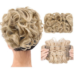 Fluffy Wavy Clip in Bun Hairpiece with Combs and Scrunchie