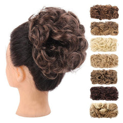 Fluffy Wavy Clip in Bun Hairpiece with Combs and Scrunchie