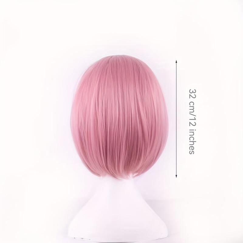 Pink 30 48 Cm Short Straight Hair Wigs Heat Resistant Fiber Bob Wigs