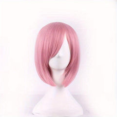 Pink 30 48 Cm Short Straight Hair Wigs Heat Resistant Fiber Bob Wigs