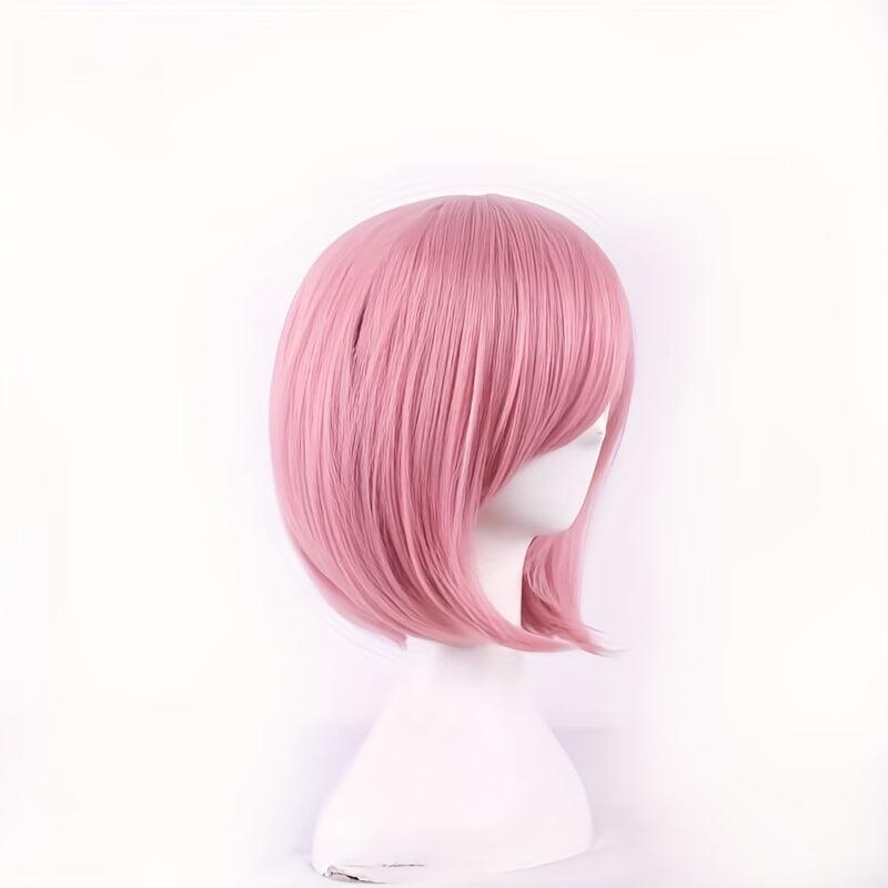 Pink 30 48 Cm Short Straight Hair Wigs Heat Resistant Fiber Bob Wigs
