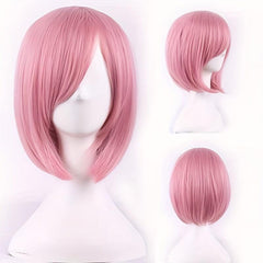 Pink 30 48 Cm Short Straight Hair Wigs Heat Resistant Fiber Bob Wigs