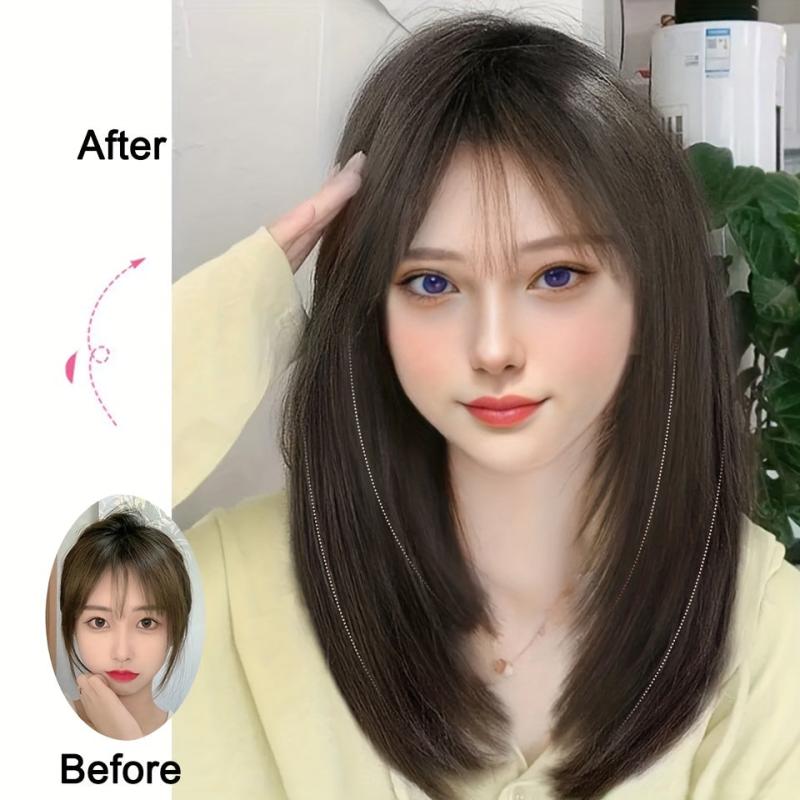Long Straight Hair Extensions Clip In Hair Extension V Shape Synthetic Wig
