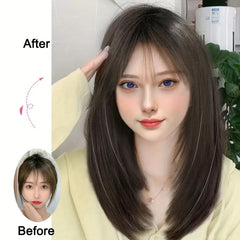 Long Straight Hair Extensions Clip In Hair Extension V Shape Synthetic Wig