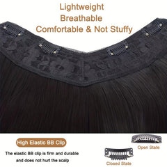 Long Straight Hair Extensions Clip In Hair Extension V Shape Synthetic Wig