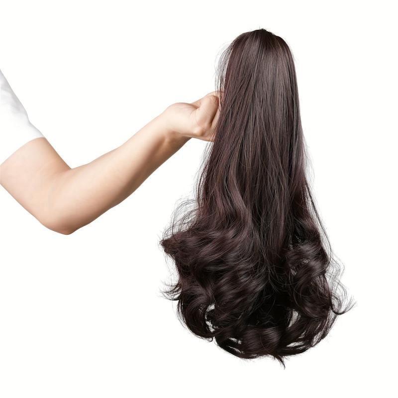 Highlight Long Wavy Ponytail Extensions Synthetic Clip In Hair Extensions