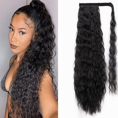 Wavy Long Corn Curly Ponytail Extensions Synthetic Fiber Add Volume and Style