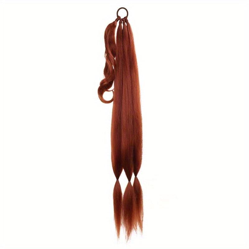 Long Straight Braided Ponytail Extensions Y2K Synthetic Hair for Women