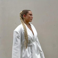 Long Straight Braided Ponytail Extensions Y2K Synthetic Hair for Women