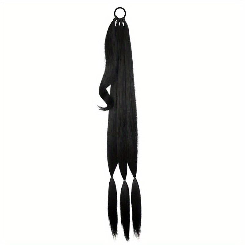 Long Straight Braided Ponytail Extensions Y2K Synthetic Hair for Women