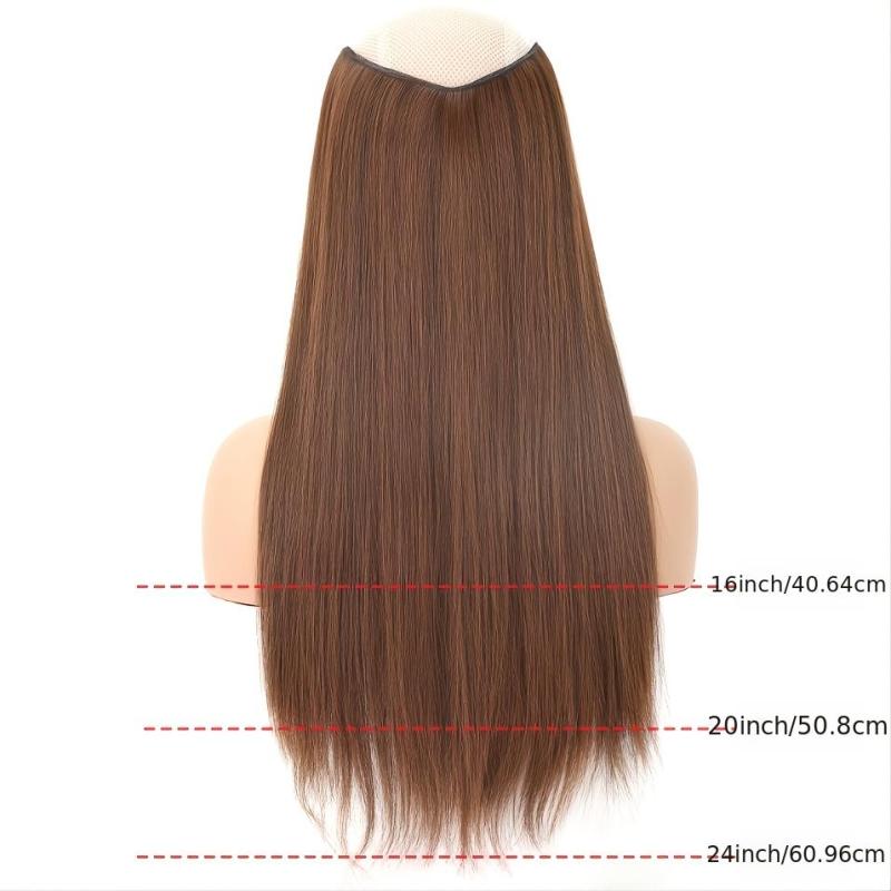 Light Brown Straight Hair Extensions Clip-In Hairpiece