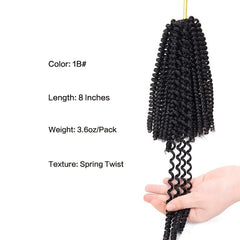 Soft Spring Twist Hair for Crochet Braiding - 8 Inch Fluffy Synthetic Hair