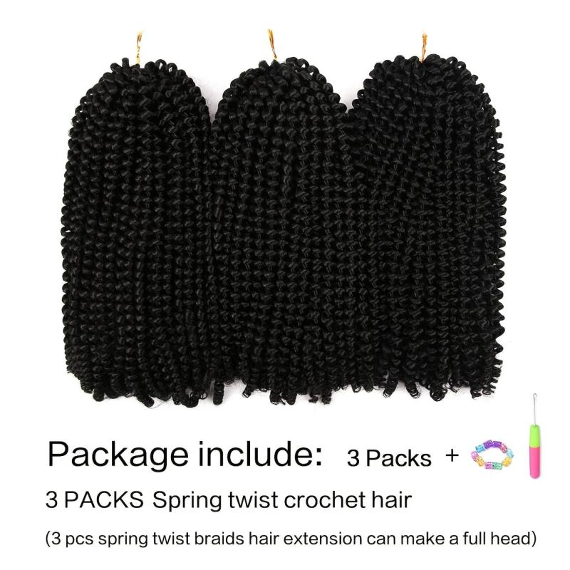 Soft Spring Twist Hair for Crochet Braiding - 8 Inch Fluffy Synthetic Hair