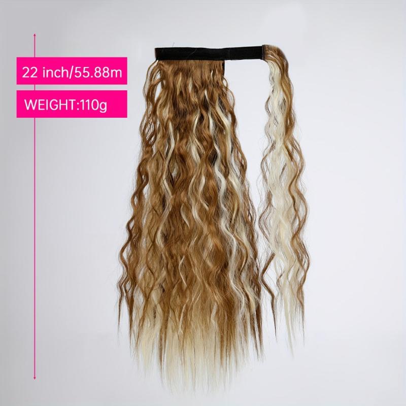 Long Wavy Ponytail Extensions Synthetic Clip In Hair Natural Look