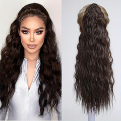 Long Wavy Ponytail Extensions Synthetic Clip In Hair Natural Look