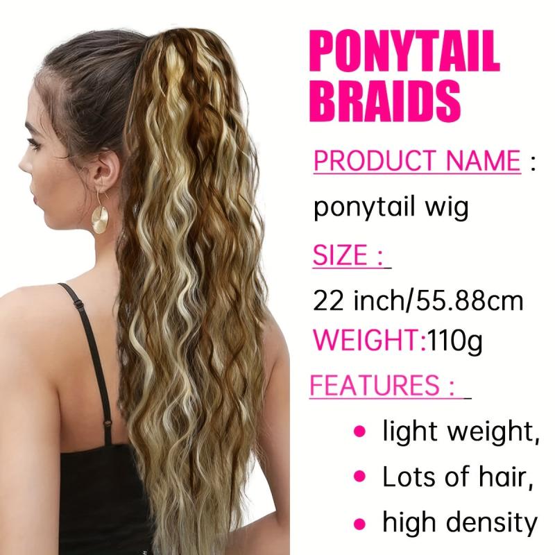 Long Wavy Ponytail Extensions Synthetic Clip In Hair Natural Look