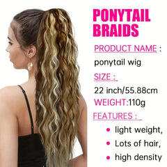 Long Wavy Ponytail Extensions Synthetic Clip In Hair Natural Look