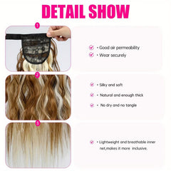 Long Wavy Ponytail Extensions Synthetic Clip In Hair Natural Look