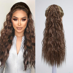 Long Wavy Ponytail Extensions Synthetic Clip In Hair Natural Look