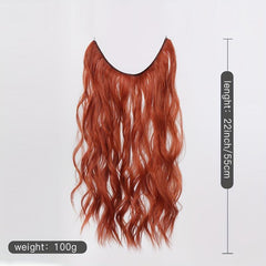 Orange Brown Water Wave Hair Piece Wig, Invisible Wire Secret Hairpieces