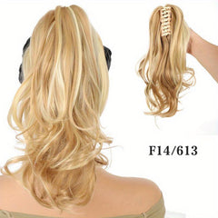 Long Wavy Ponytail Extensions Synthetic Clip In Hair For Daily Use
