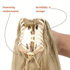 Long Wavy Ponytail Extensions Synthetic Clip In Hair For Daily Use