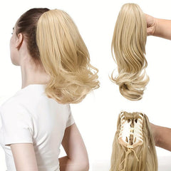 Long Wavy Ponytail Extensions Synthetic Clip In Hair For Daily Use
