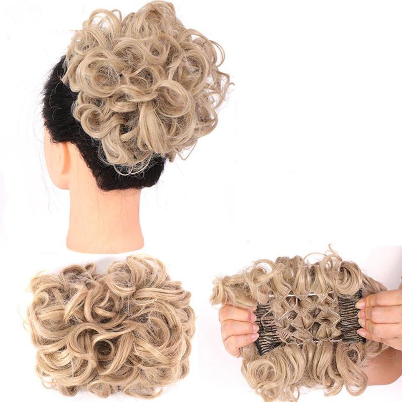 Curly Hair Extension Synthetic Wig Updo Bun Clip Cover Wig Extension