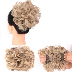 Curly Hair Extension Synthetic Wig Updo Bun Clip Cover Wig Extension
